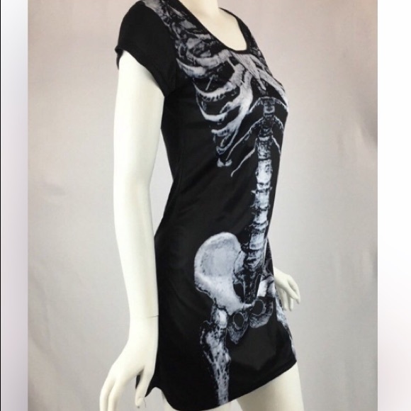 Goth Skeletal Mini Dress - Picture 4 of 4